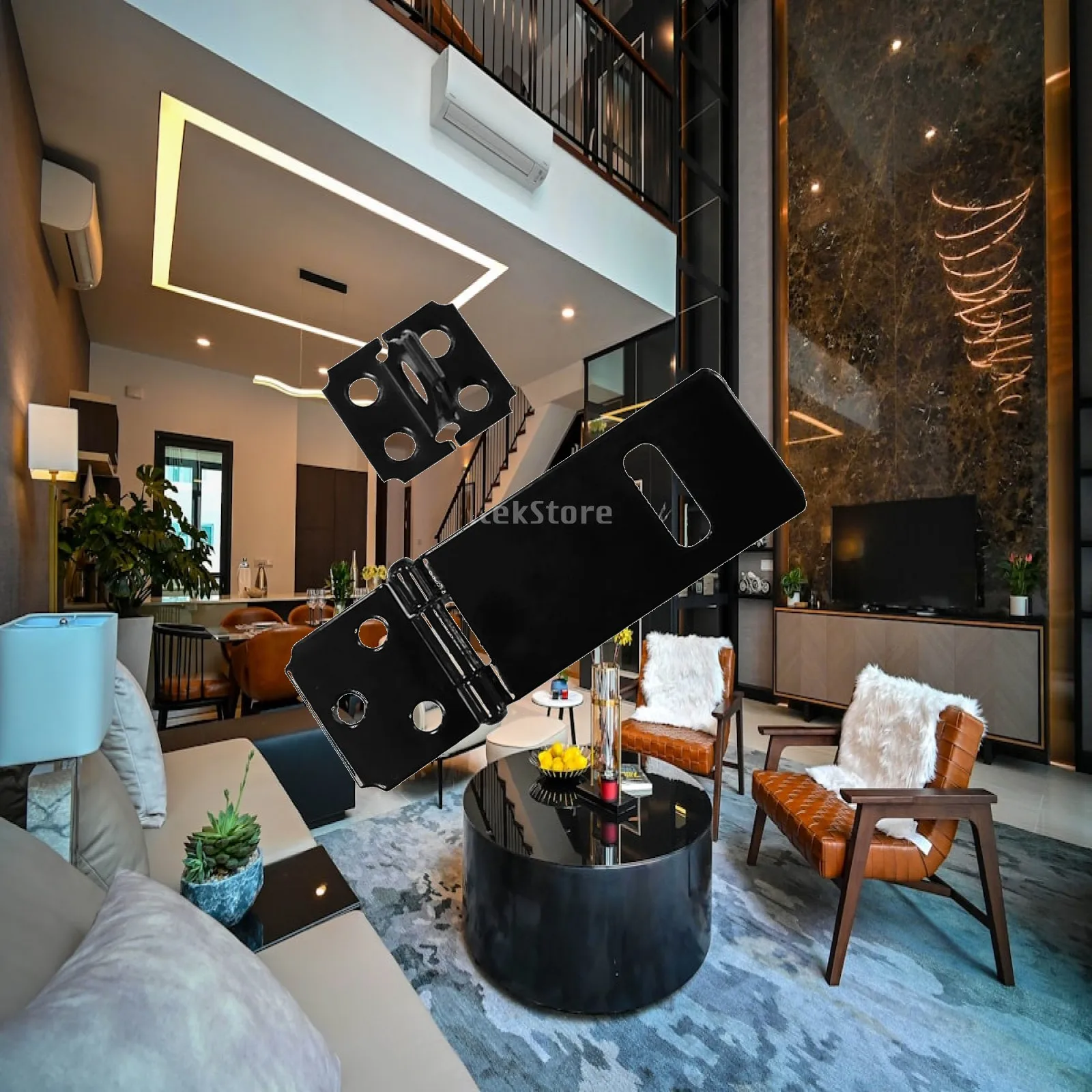 Durable Door Hasp Staple Black Iron Door Clasp Lock Compact Shed Latch Lock Easy Install for Home Improvement