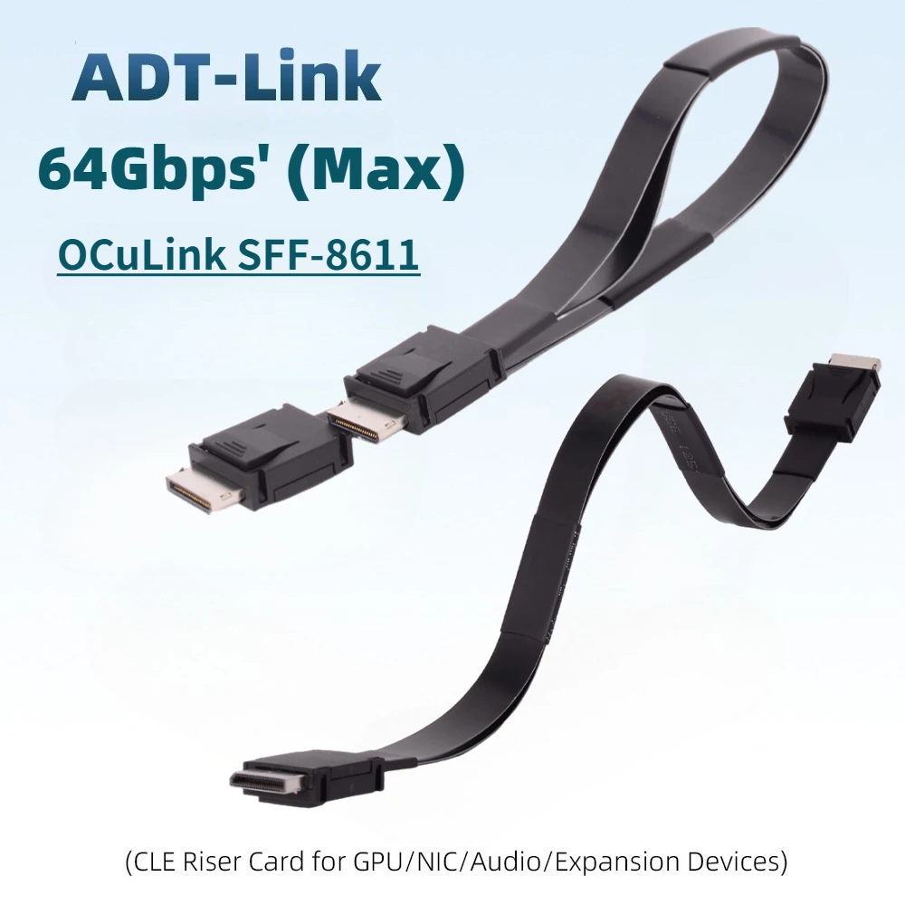 

SFF-8611 Male FFC Soft Oculink Extension Cable PCI-E 4.0 X4 64Gbps Gen4 eGPU External GPU Dock Graphics Card PC Server 25CM 50CM