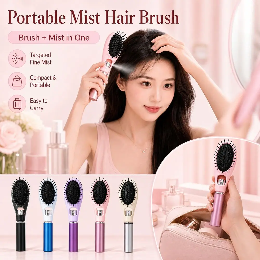 Built-In Spray Spray Hair Brush Anti-Static Fine Mist Spray Massage Comb Scalp Massage Air Cushion Misting Hair Brush