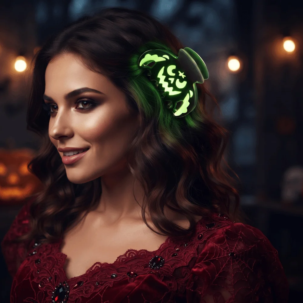 Gift Luminous Halloween Hair Claws Gothic Glow Dark Halloween Jaw Clips Unique for Thick Hair Skull Claw Halloween