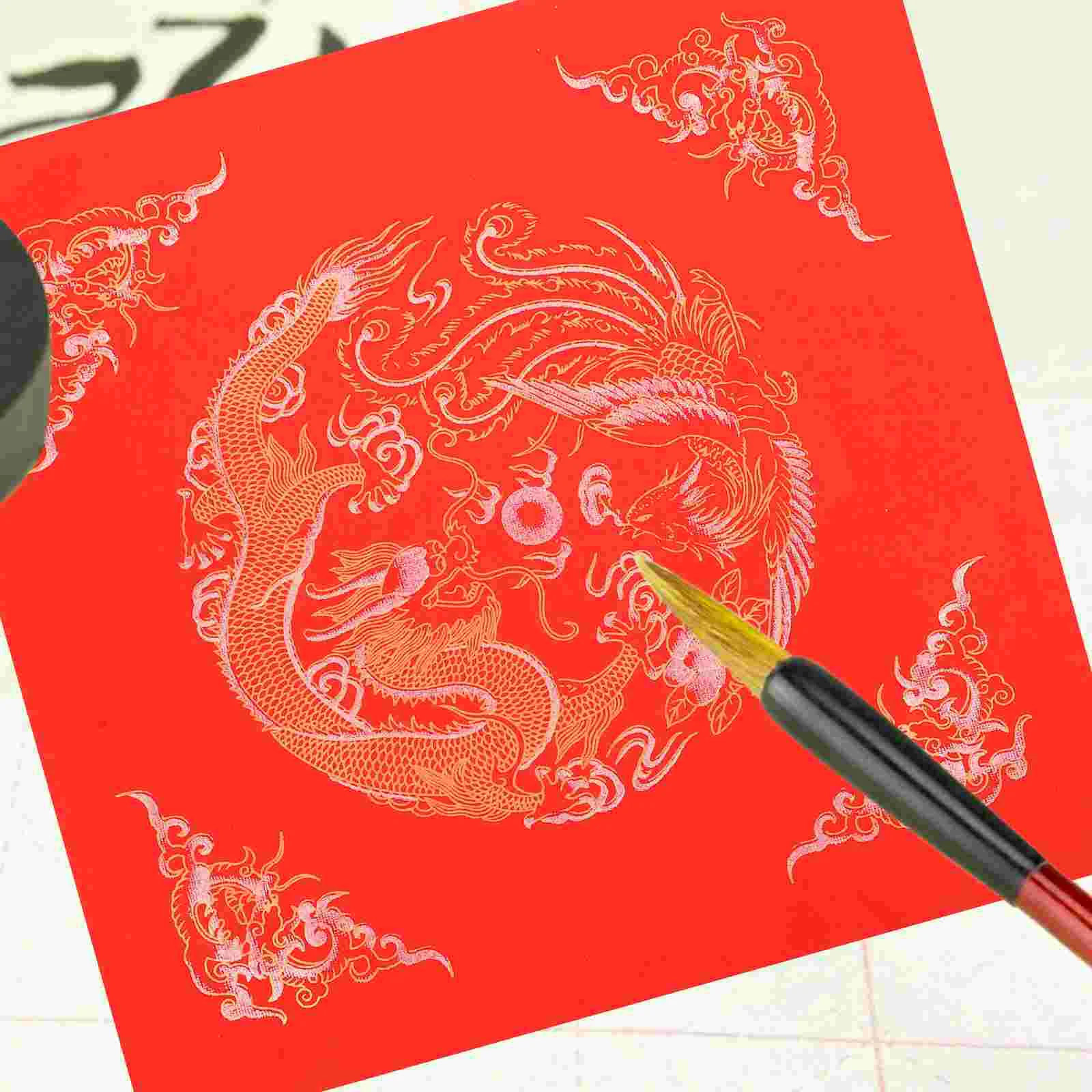 40 Pcs Decorate Red Paper Fight Chinese Spring Festival Scrolls Rice Fu Character New Year Party Decoration