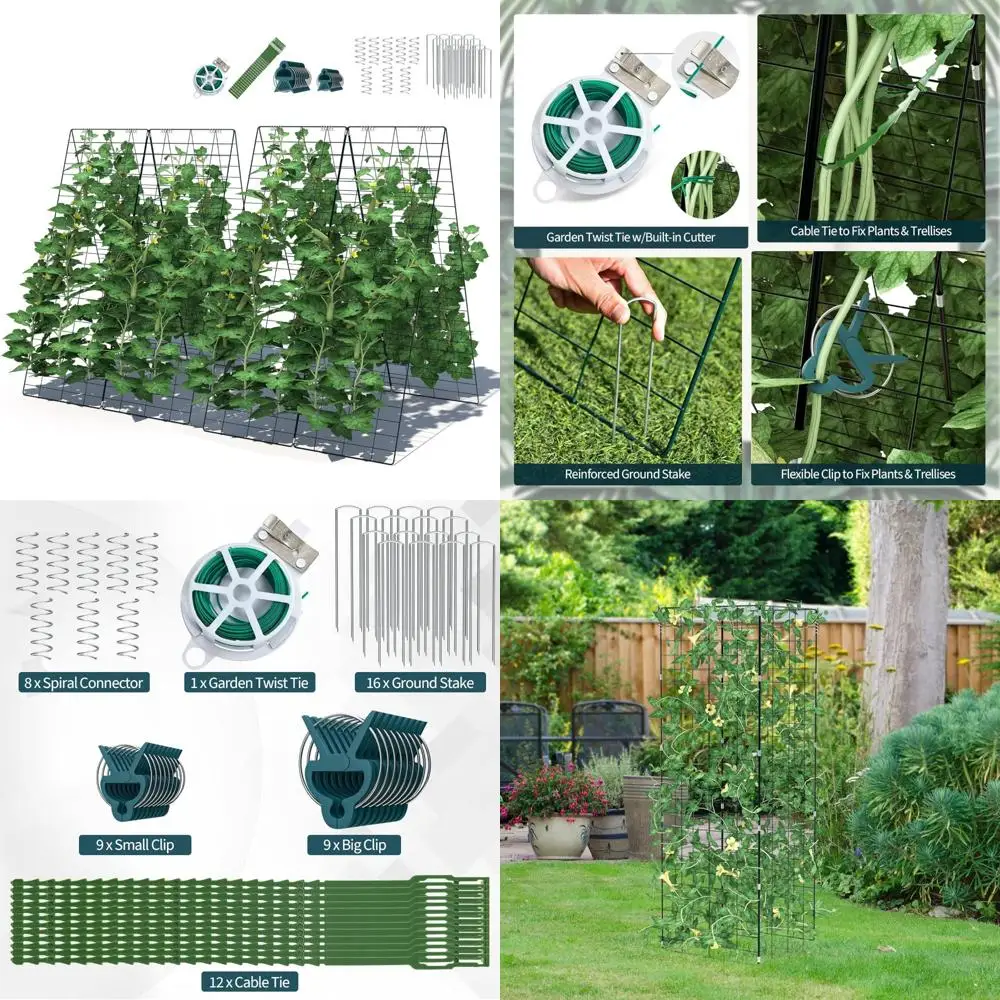 

Giantex 8-панельная огурцовская решетка, садовая решетка с А-образной рамой для восхождения растений, опора для выращивания овощей и фруктов в теплице с 18 кл.
