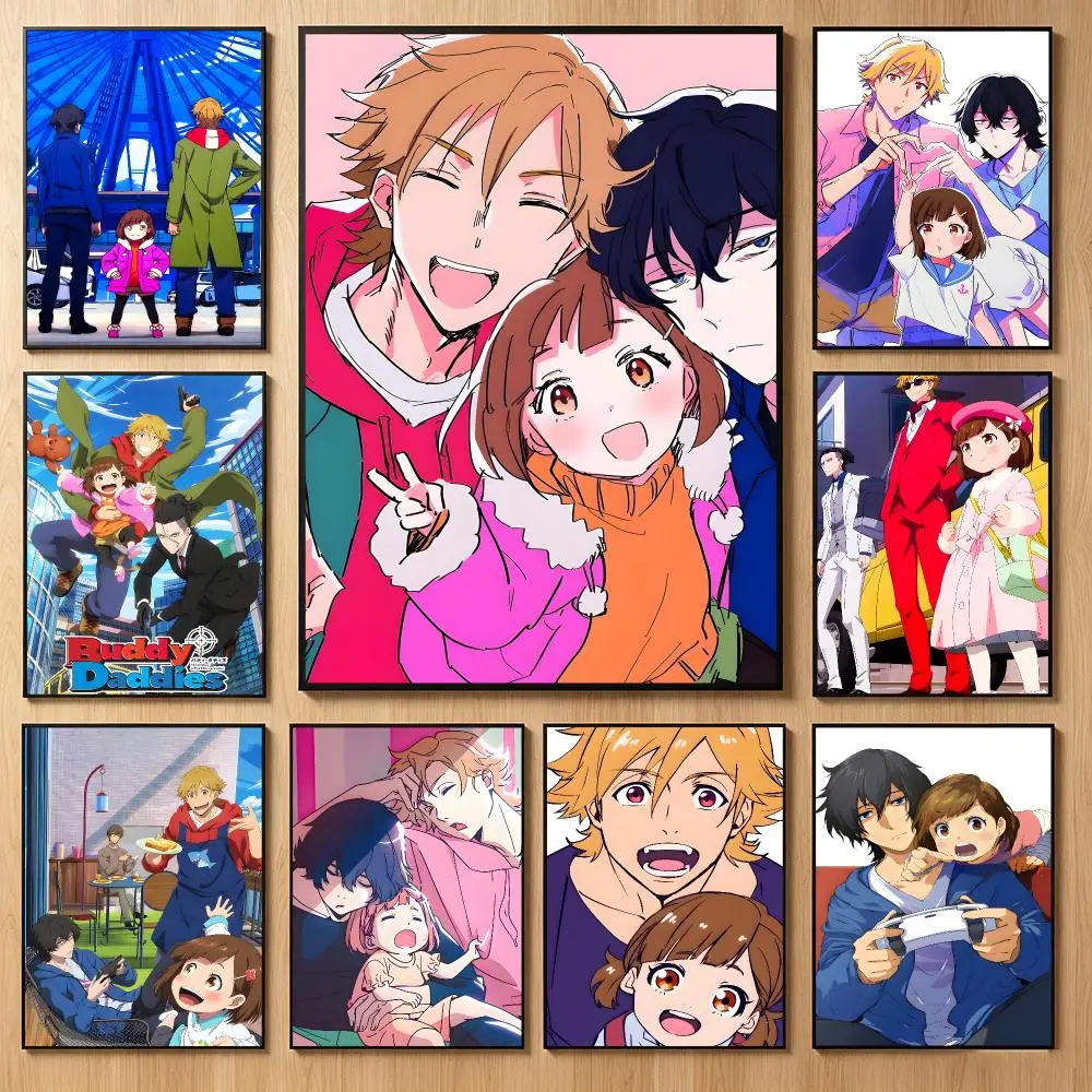 anime action B-Buddy Daddies Poster Classic Self-Adhesive PP Wall Sticker for Living Room Bar Decor Gift