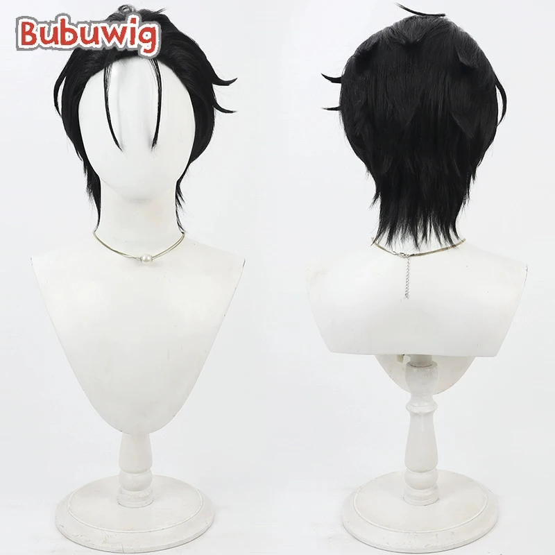 Bubuwig Capelli Sintetici Fumiya Ito Parrucche Cosplay Charisma World Fumiya Ito 30 cm Breve Rettilineo Nero Uomini Cos Parrucca Resistente Al Calore