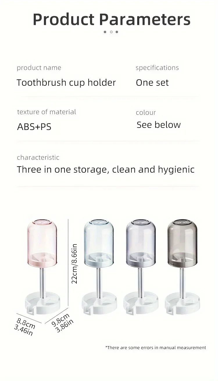 Toothbrush Holder with Dust Cover, Drainage Design, Plastic Multifunctional Bathroom Toothbrush and Cup Organizer