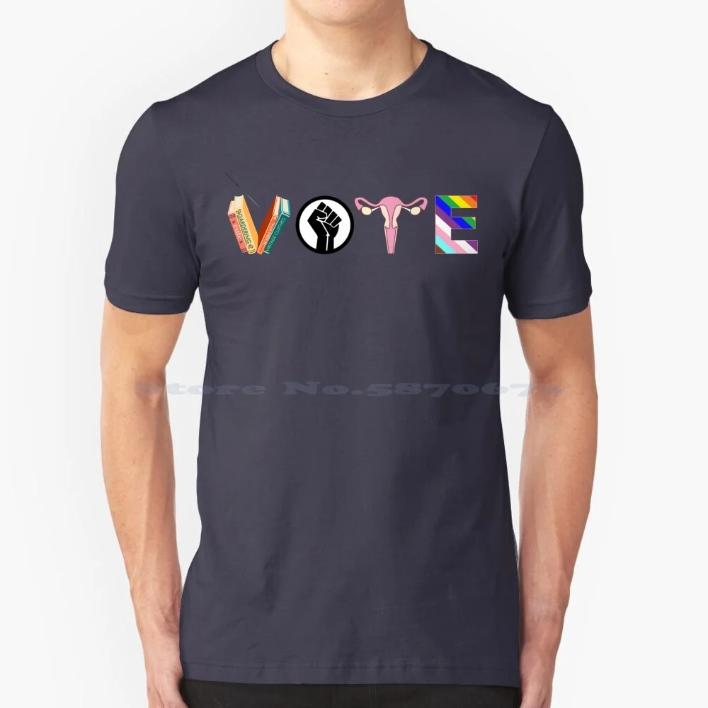 Vote | Banned Books , Reproductive Rights , Blm , Lgbtq , Progress , Political Activism T Shirt 100% Cotton Tee Vote Banned