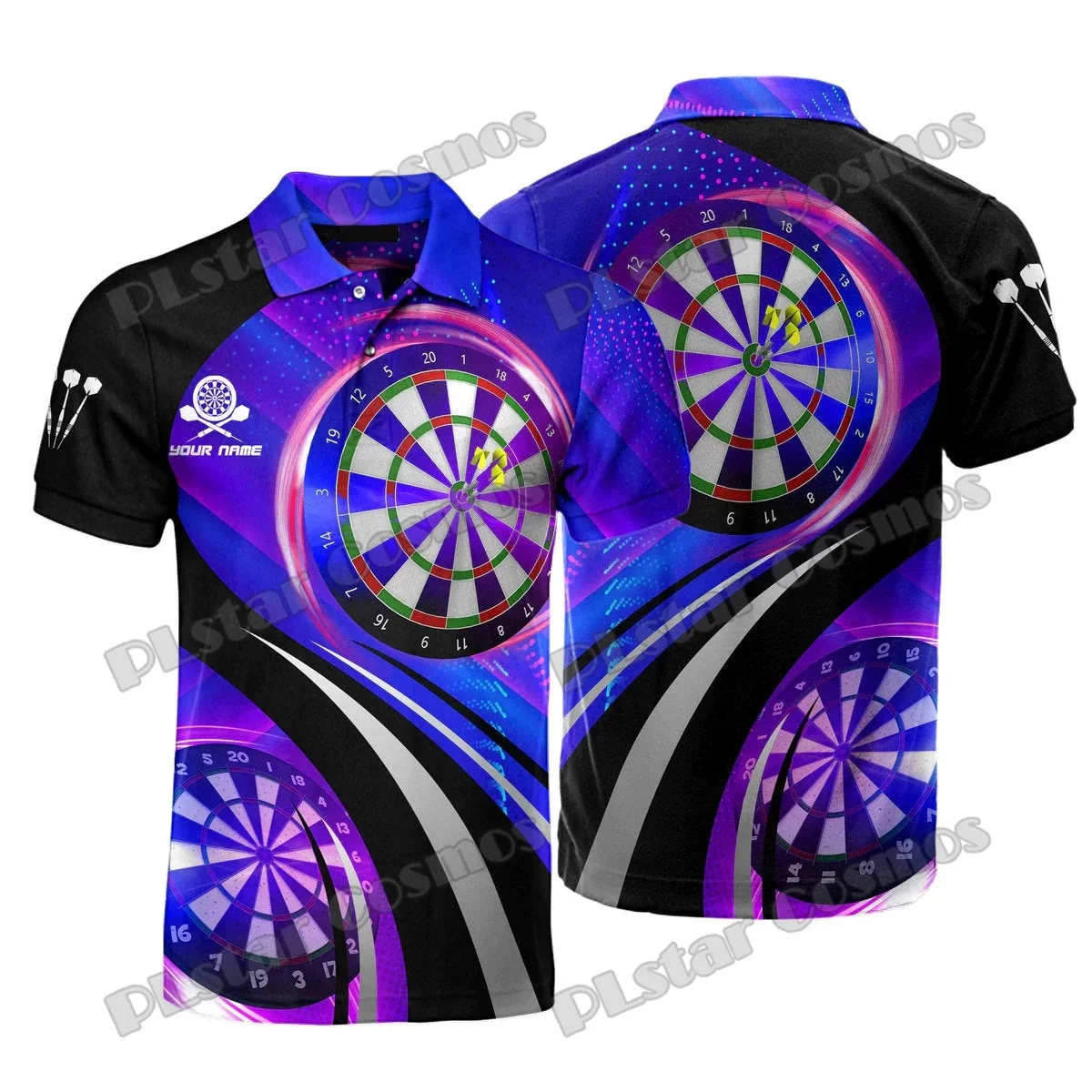 Dart Board Sexy Neon Color Custom Name 3D All Over Printed Fashion Men's Lapel Polo Shirt Summer Unisex Casual Polo Shirt PO90