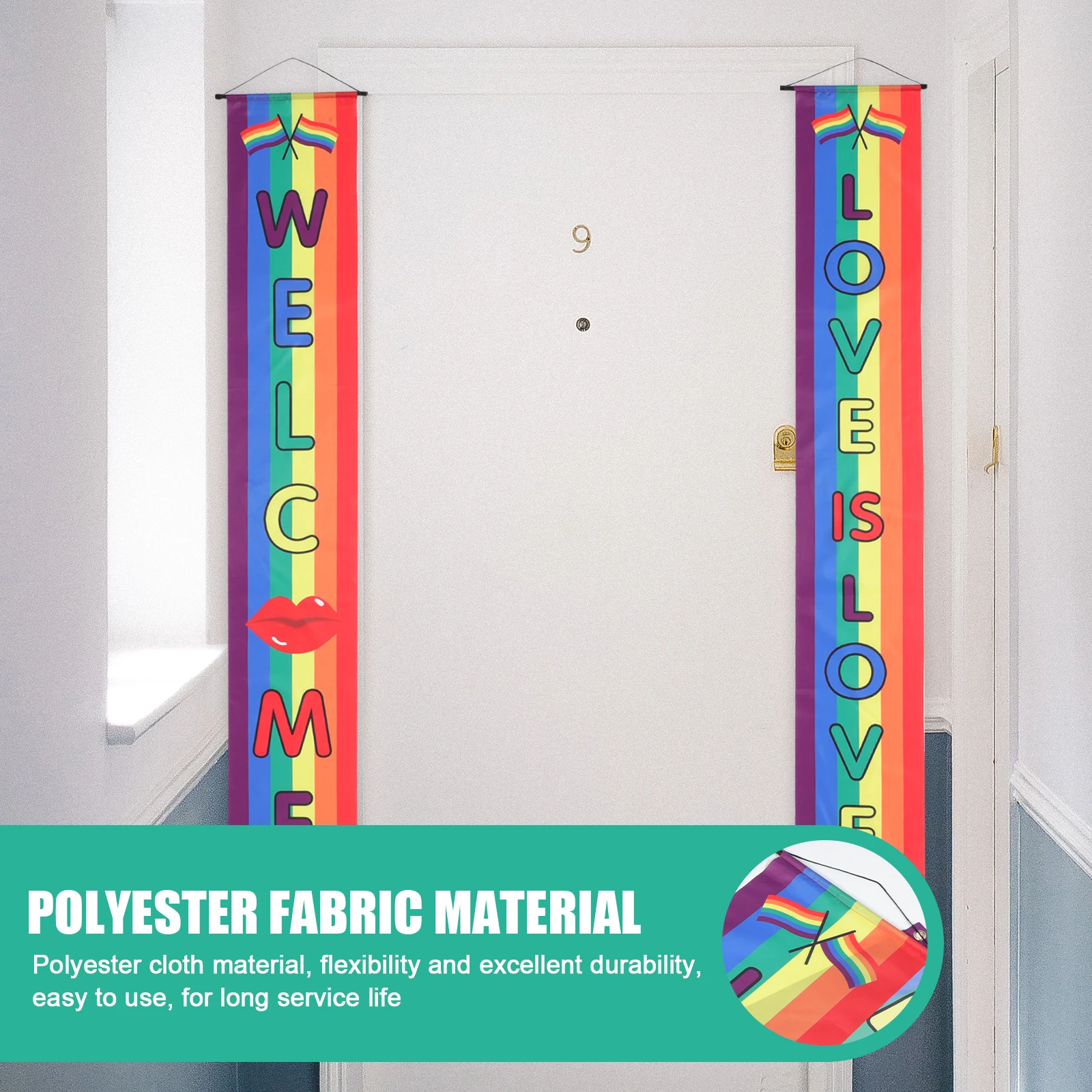 

1Pair Durable Rainbow Couplets Polyester Cloth Material Indoor Outdoor Decoration Gay Pride Supplies Rainbow Couplets