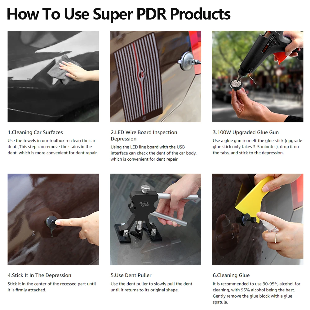 PDR Car Dent Repair Tools Body Repair Kit Vehicle Paintless Body Dent Removal Kits Auto Car Dent Puller / Glue Gun / Glue Sticks