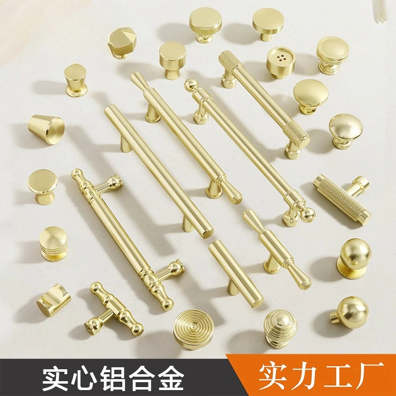 مقابض درج خزانة الأثاث مقابض المطبخ لمقبض الخزانة درج الباب الأثاث المطبخ الذهبي ثقب واحد الألومنيوم