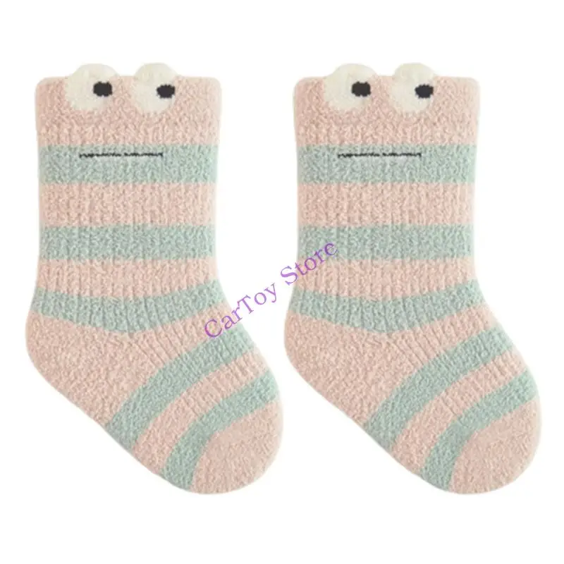 جوارب شتوية ناعمة للتدفئة في منتصف الساق، مبطنة بالقطيفة، وقت لعب مريح للأطفال من عمر عامين فما فوق