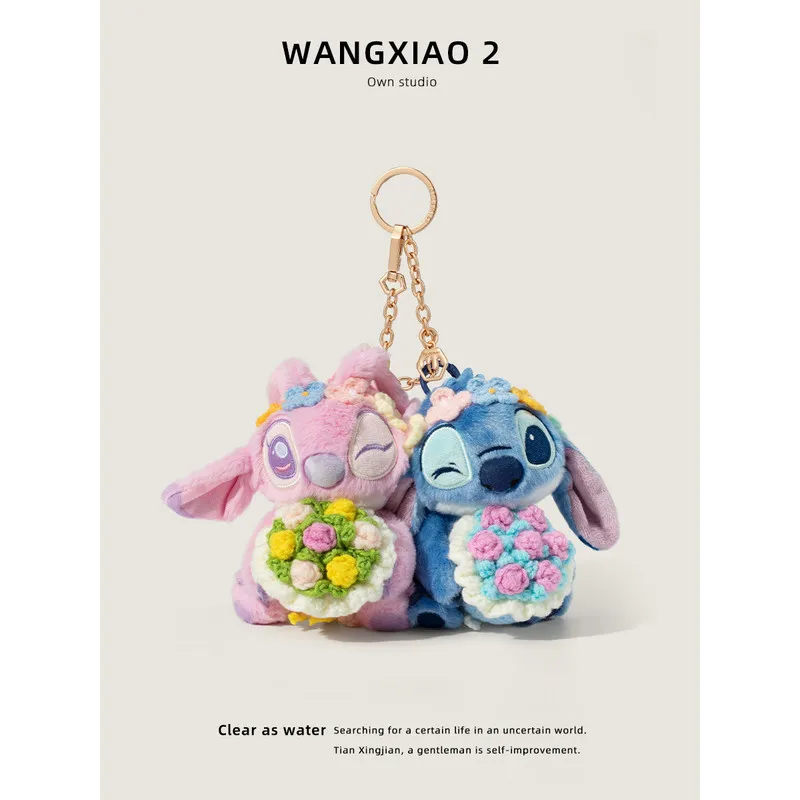 

Аниме Диснея Лило и Стич Стич с цветами в руке Пара плюшевых кукол брелок Портативная каваи Девушки школьная сумка кулон подарок