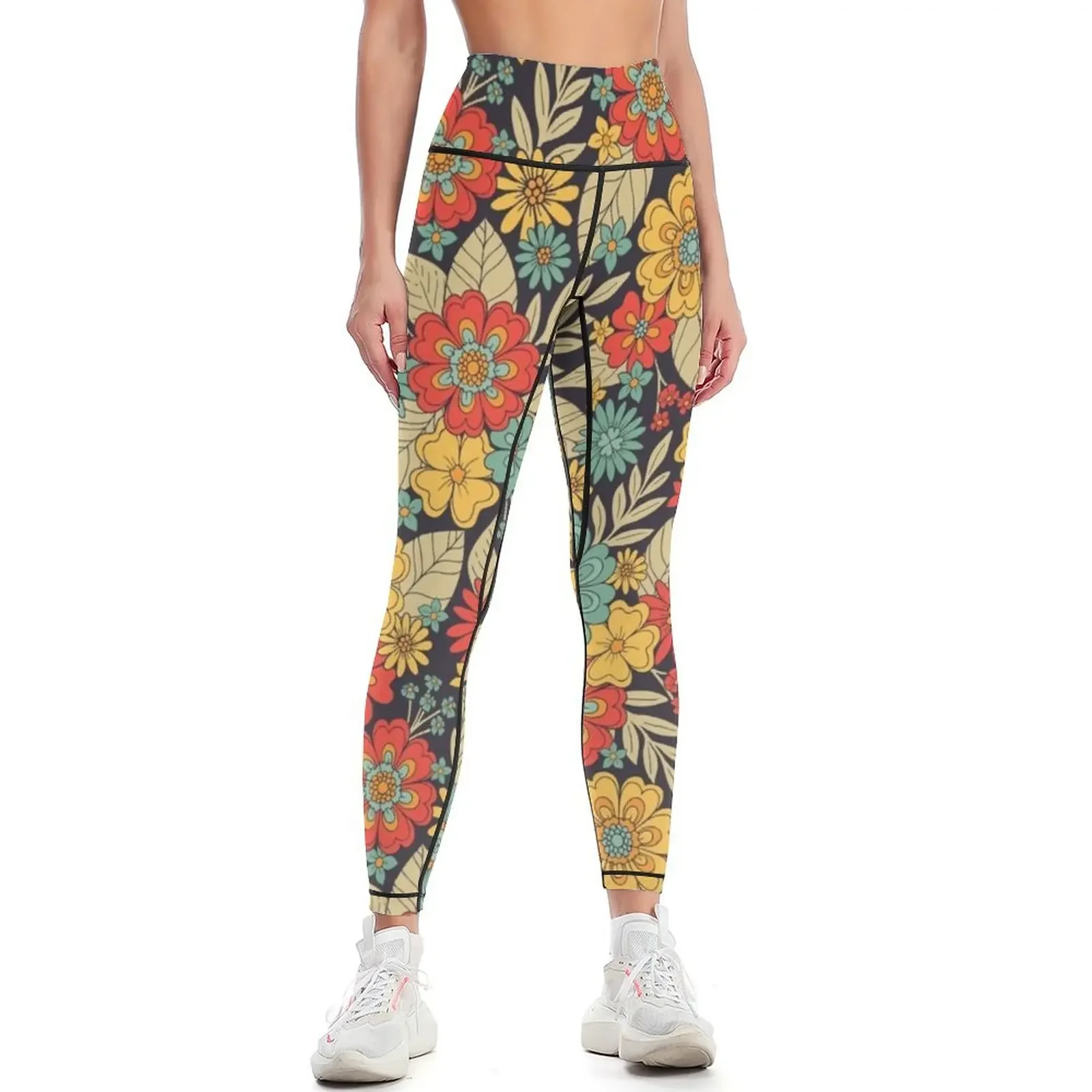 

Bright, Colorful Modern Floral Leggings Sports female push up tights for push up legging Legging sport Womens Leggings