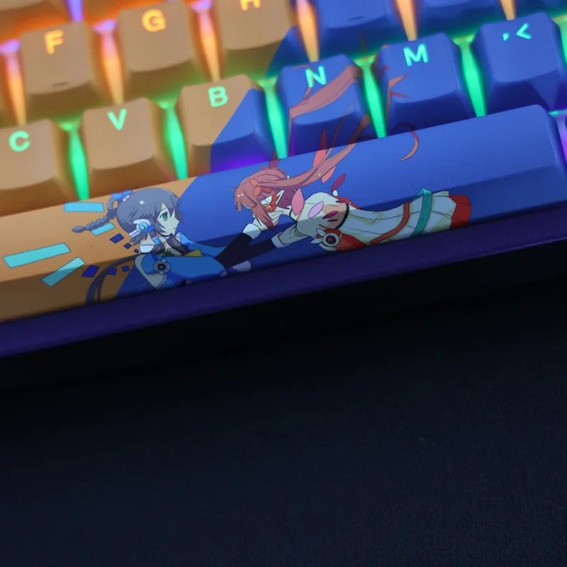 1 Set PBT 5 Sides Dye Sublimation Keycaps Two Dimensional Cartoon Anime Vsinger Key Caps OEM Profile Backlit Keycap