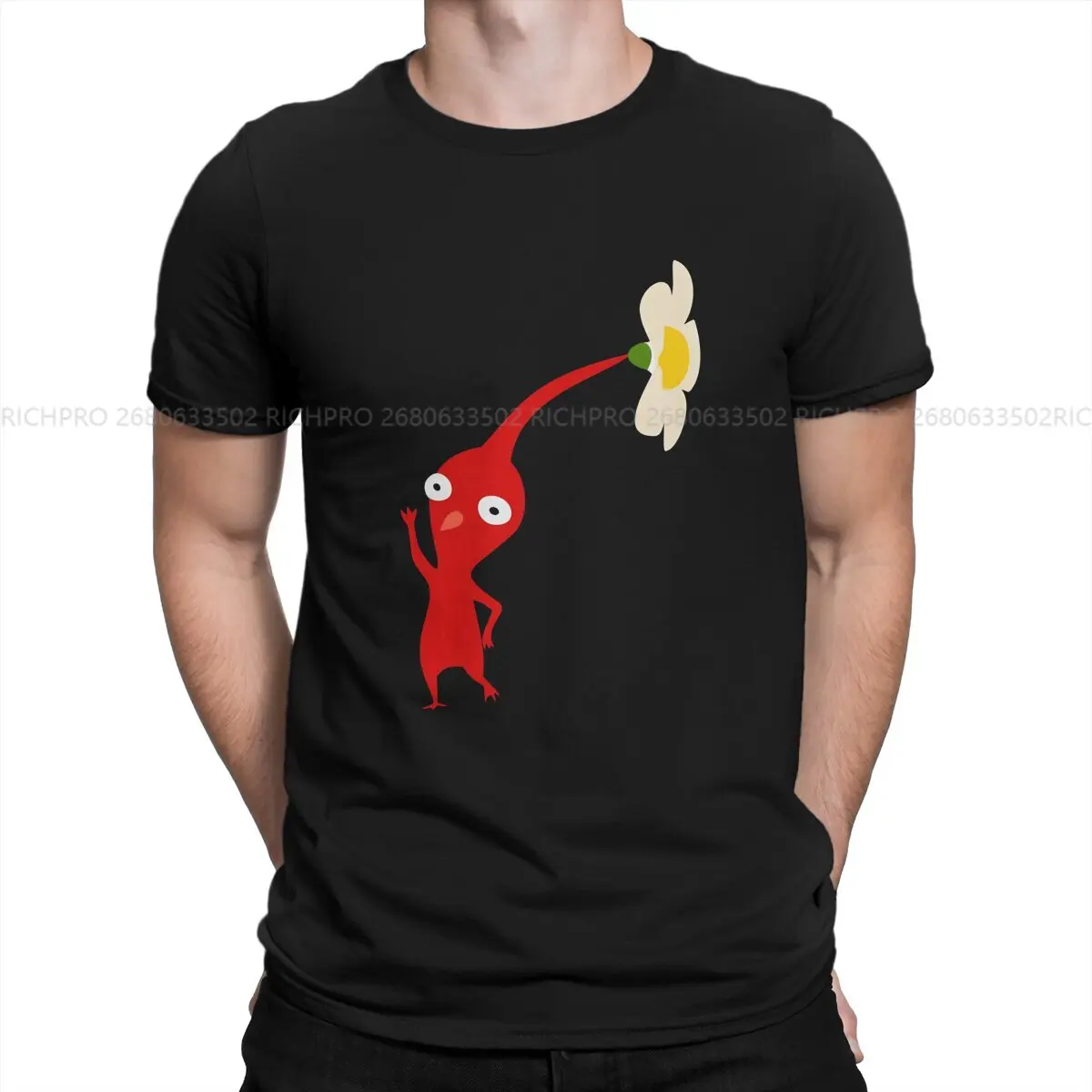 Pikmins Game Newest TShirt for Men Red Round Collar Polyester T Shirt Personalize Gift Clothes OutdoorWear