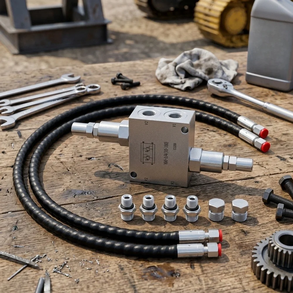 Hydraulic Swing Motor Buffer Valve Kit M14x1.5 For 1/4 Inch For Excavator Hose System High Strength Metal Construction
