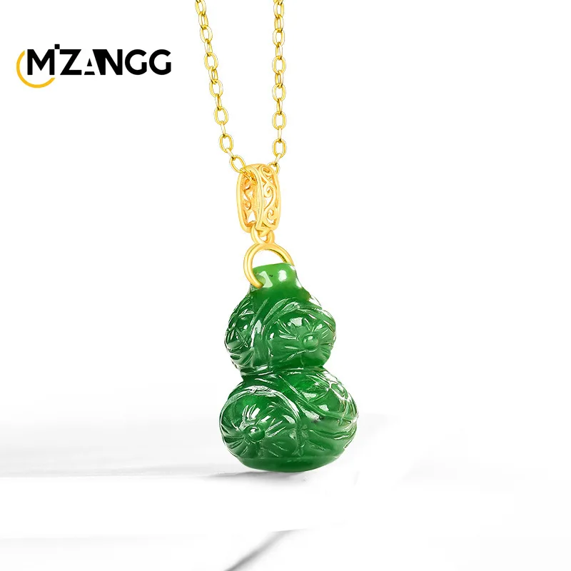 

Natural Old Material Spinach Green Hetian Jade Jade Gourd Pendant Exquisite Carving Luxury Charm Ladies Jewelry Holiday Gift
