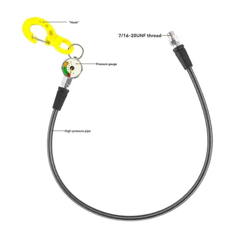 Abhs-manômetro de mergulho submersível com mangueira de alta pressão para regulador bcd mergulho subaquático