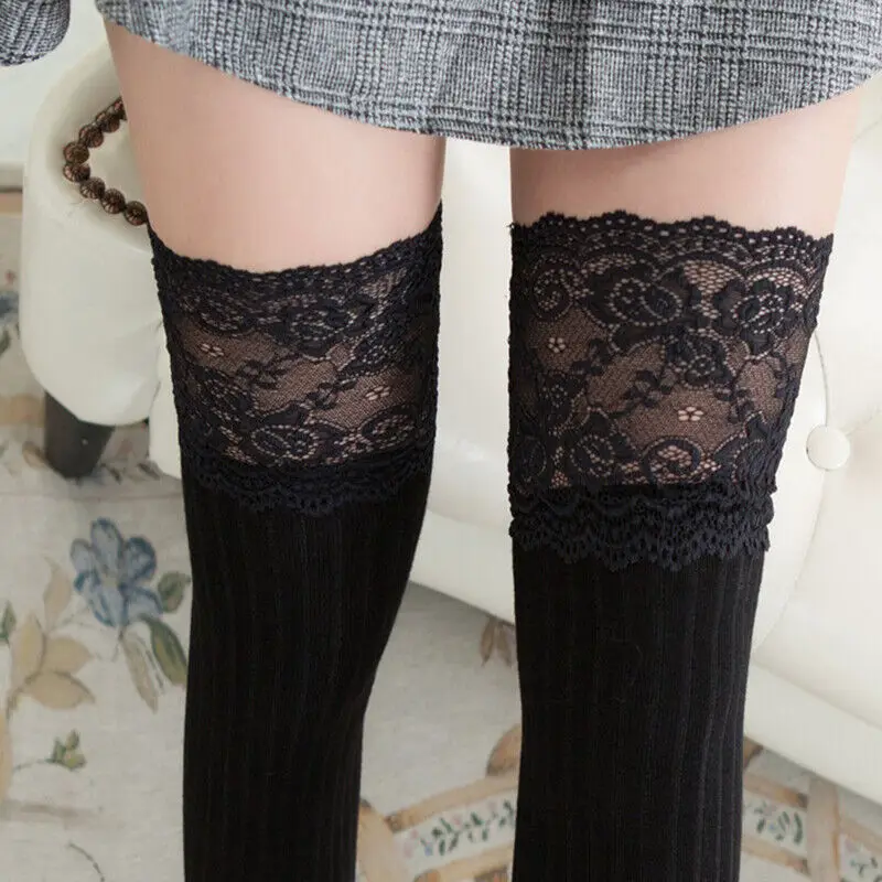 Chaussettes Hautes en Coton pour Femme, Bas Chauds, Au-Dessus du Genou, Longs, à Lacets, Sexy