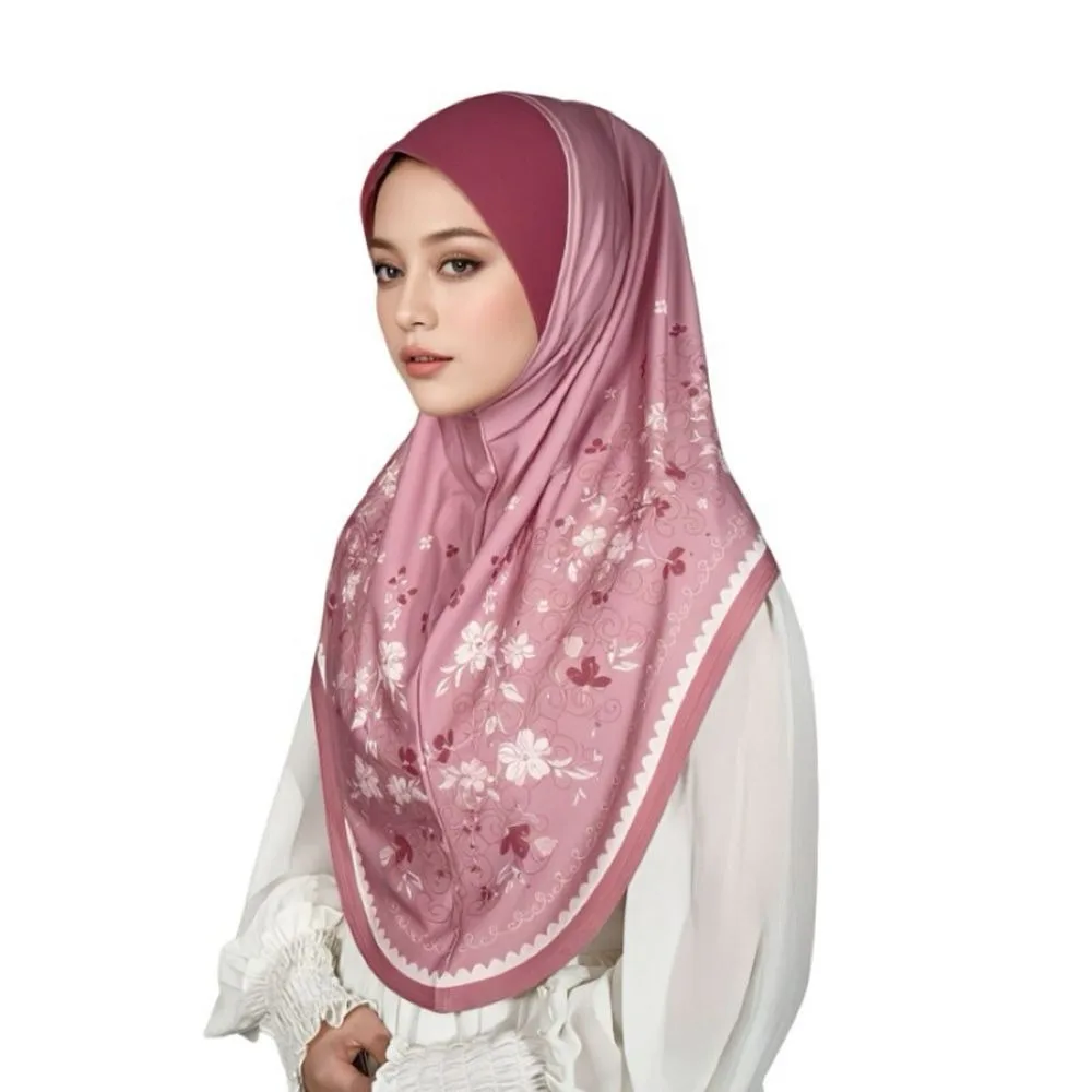Breathable Eid Al-Fitr Long Floral Turban Adjustable Cotton Printed Arab Lady Headscarf Elastic Versatile Hijab Head Wrap Daily