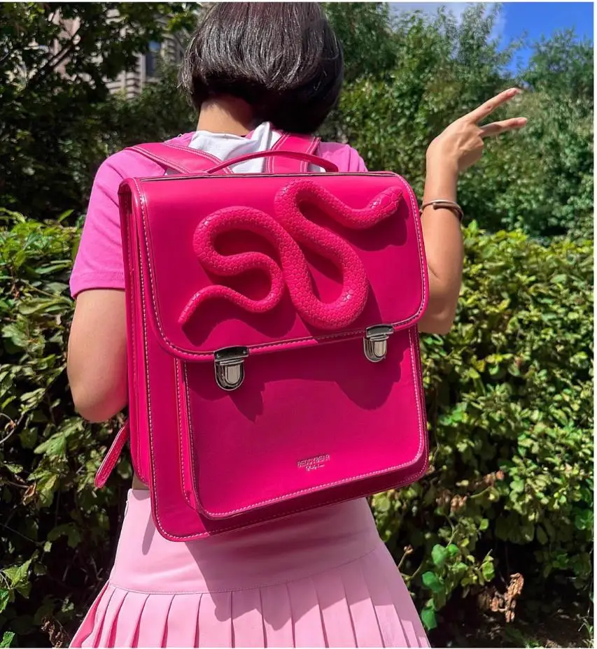 

Original Niche Design 3D Snake Backpack Millennium Y2K Girl Large Capacity College Student Computer Bag Bookbag Party Bag
