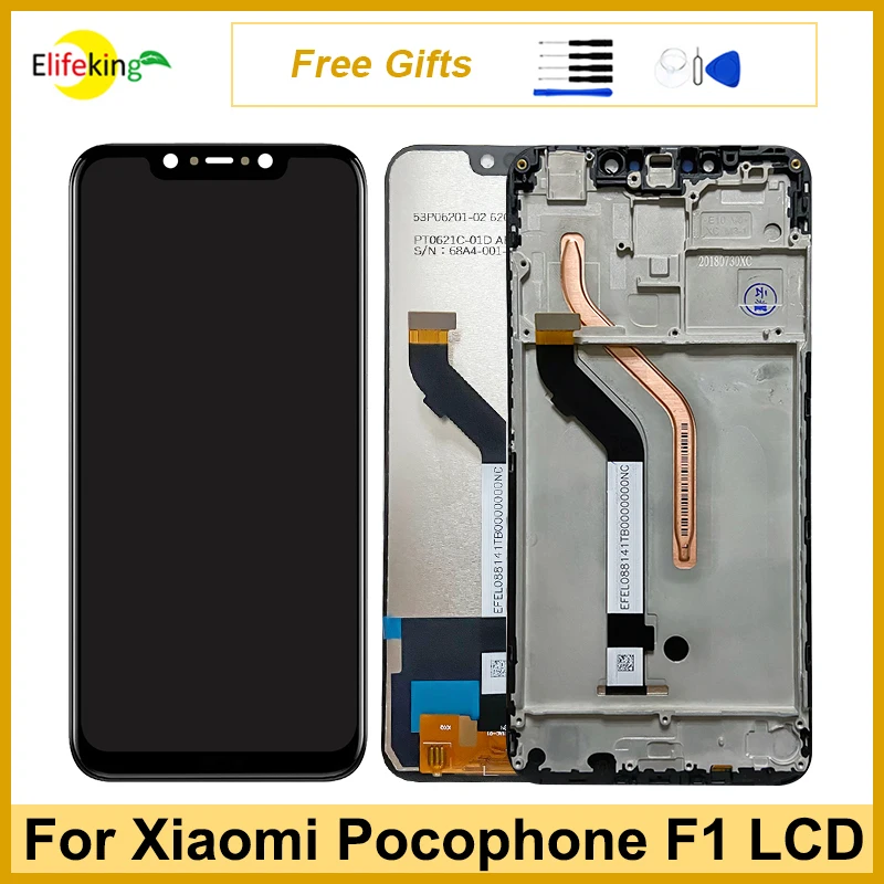 

6.18" Original LCD For Xiaomi POCO F1 Display Touch Screen For Pocophone F1 Tela Digitizer Assembly Replacement With Frame