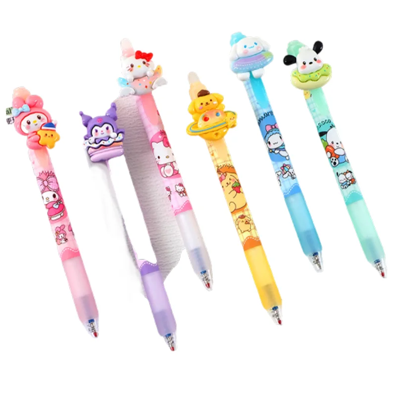 Imagem -06 - Caneta Gel Erasable Sanrio Cartoon Coreano Bonito Hello Kitty Kuromi Resina Estéreo Canetas de Presente Blue Girl 36 Pcs 0.5 mm