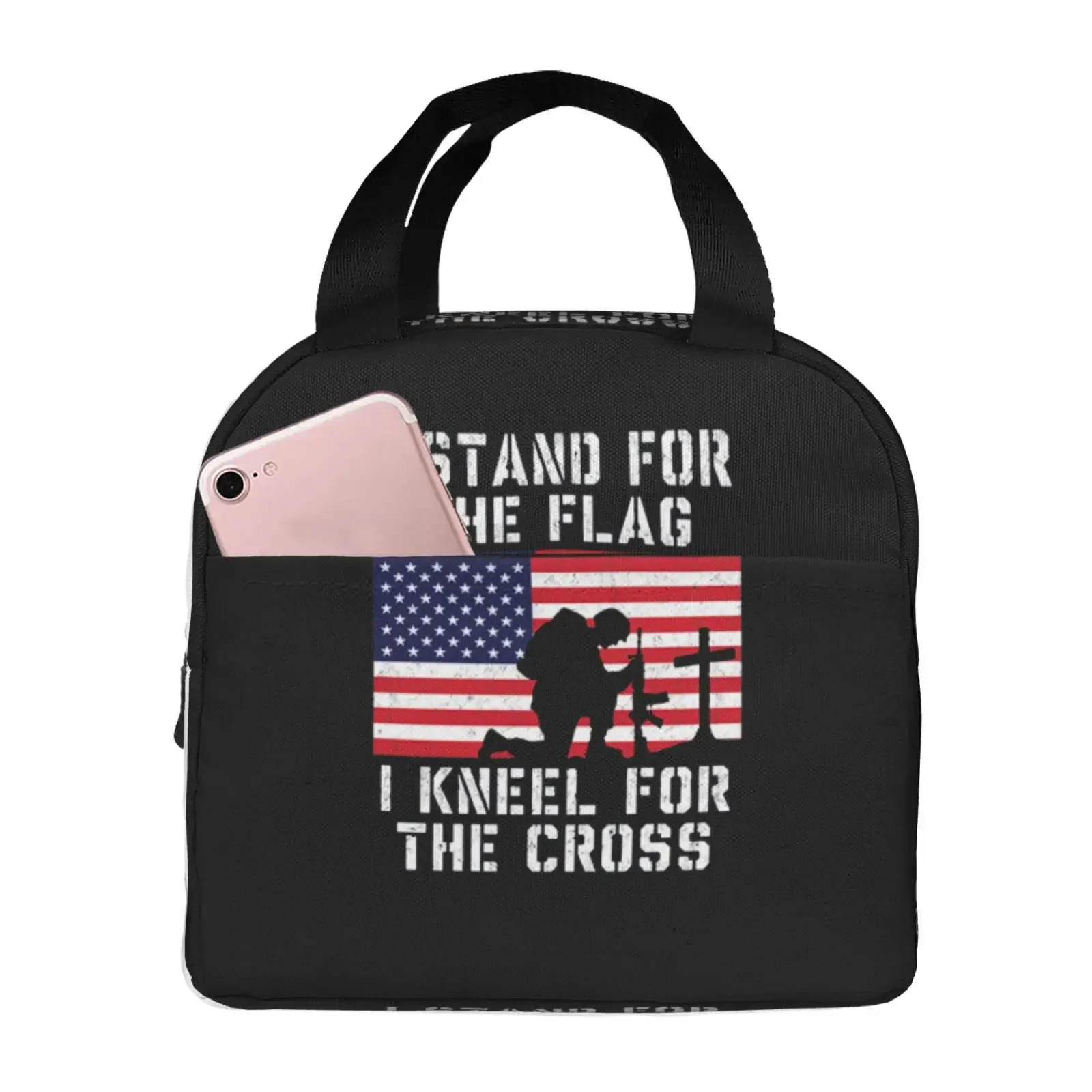 I Kneel For The Cross Insulated Lunch Bag For School Waterproof Cooler Thermal Lunch Box Women  Food Container Tote Bags