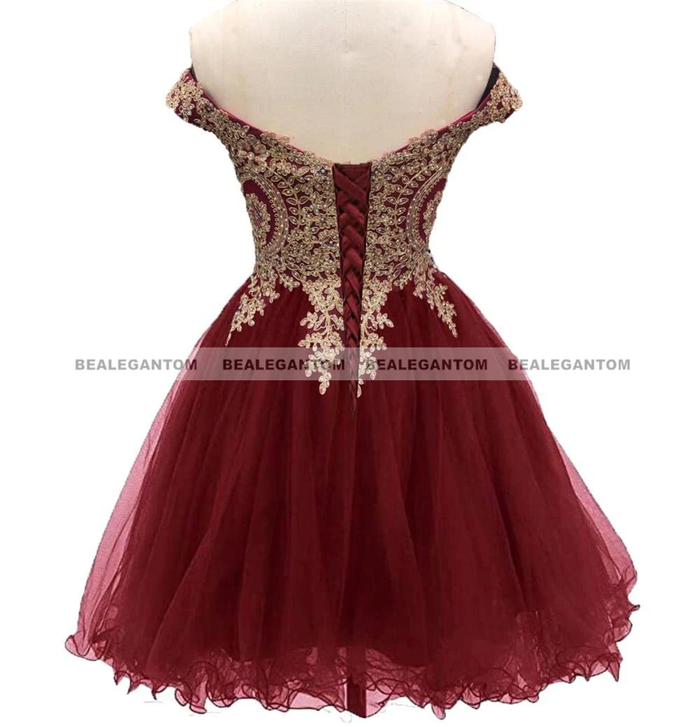 Bealegantom-Vestido corto de encaje con hombros descubiertos, minivestido Formal con cuentas de cristal, vestidos de fiesta de graduación
