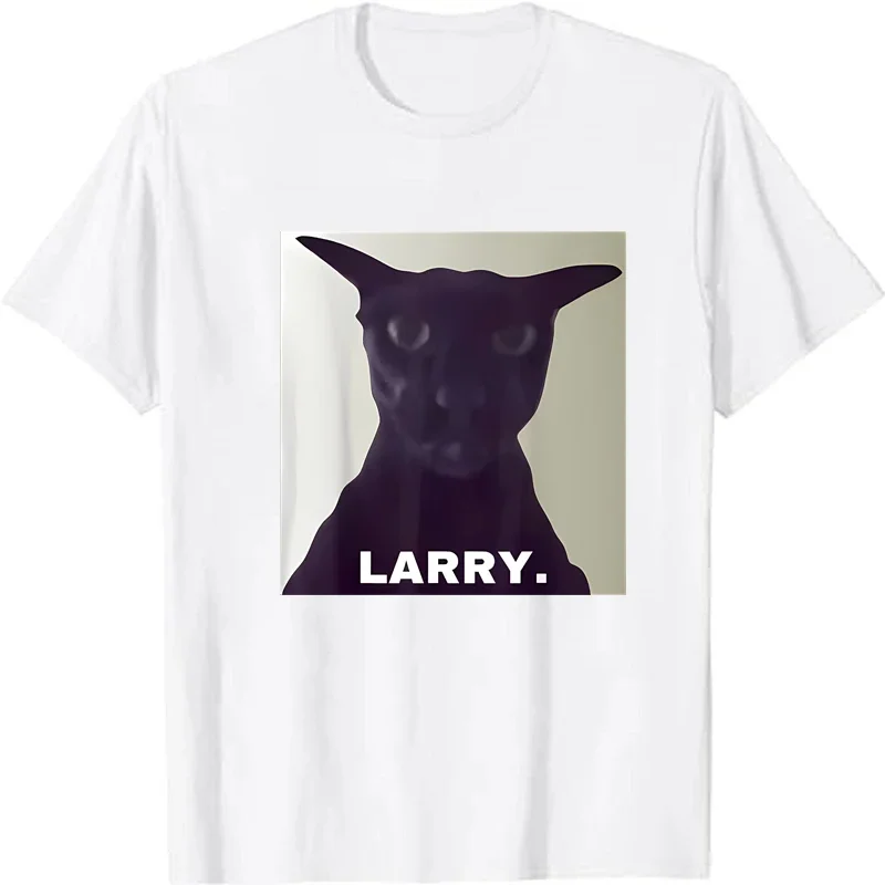 Evil Larry Cat Printed T-shirt Men Women Anime Lover Funny Casual Loose Harajuku Short Sleeve Summer Round Neck T-shirt S-5xl