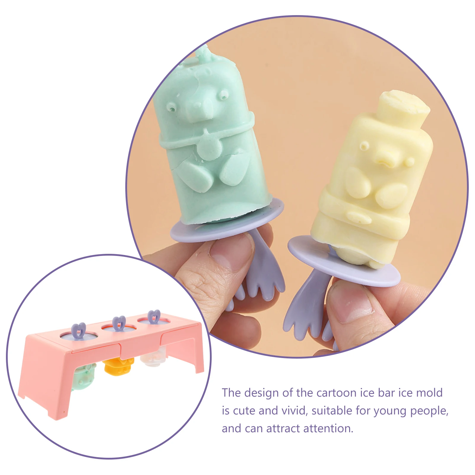 

Cartoon Silicone Ice Cream Molds Pink Small Lollipops for Toddlers Homemade Reusable Easy Clean PopsICLE molds for home