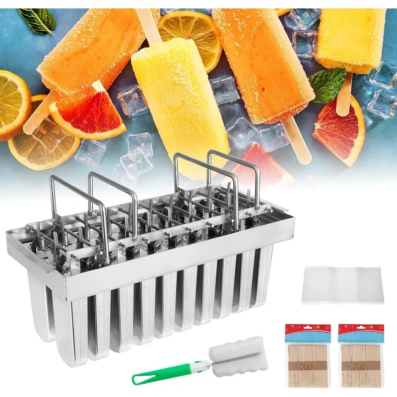 

20 Pieces Round Head Slotless Stainless Steel Ice Cream Popsicle Molds with Lids, Single Cup Capacity 108ml