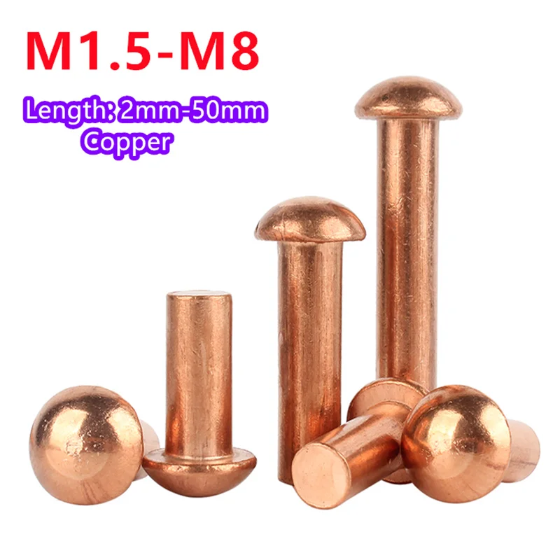 

M1.5 M2 M2.5 M3 M4 M5 M6 M8 Half Round Purple Copper Rivets Solid Rivets Purple Copper Round Cap Rivets