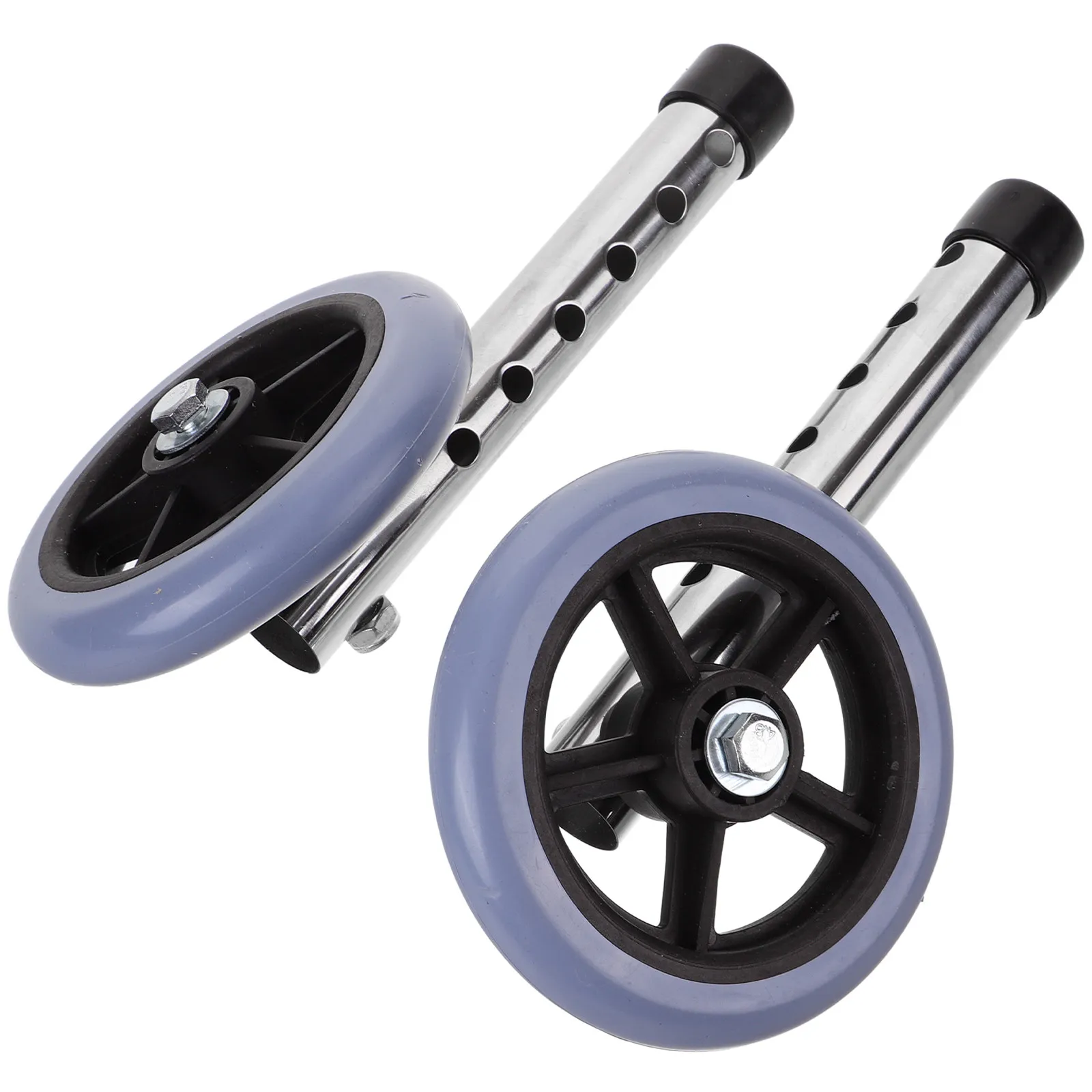 Heavy Duty Quiet Rubber Walker Wheels Replacement Kit – Stainless Steel Universal Front Wheel for Elderly Walking Aid