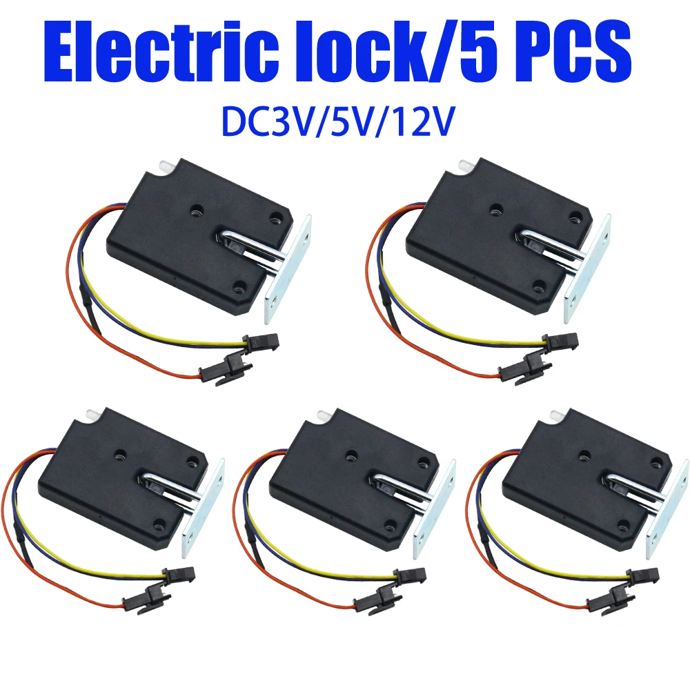 

Small cabinet door lock DC3v5v12v mini plastic titanium wire electric control lock mail box electric lock with feedback 5pcs