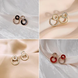 Women's Asymmetrical Small Stud Earrings Versatile Multicolor Glaze Ceramic Tiny Earrings Girl Fashion Party OL Jewelry Souvenir