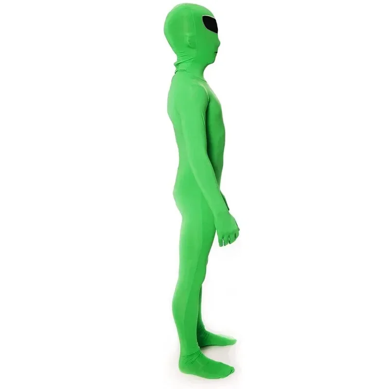 Kids Adult boys AND Alien Cosplay costume Green Zentai body suit suit Jumpkits and Helmet suit Halloween Party Clothing