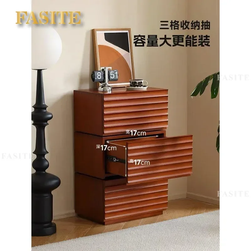 for Simple Home Entrance Cabinet Locker Rotating Sofa Side Storage Cabinet Modern TV Solid Wood Side Cabinet Three Bucket