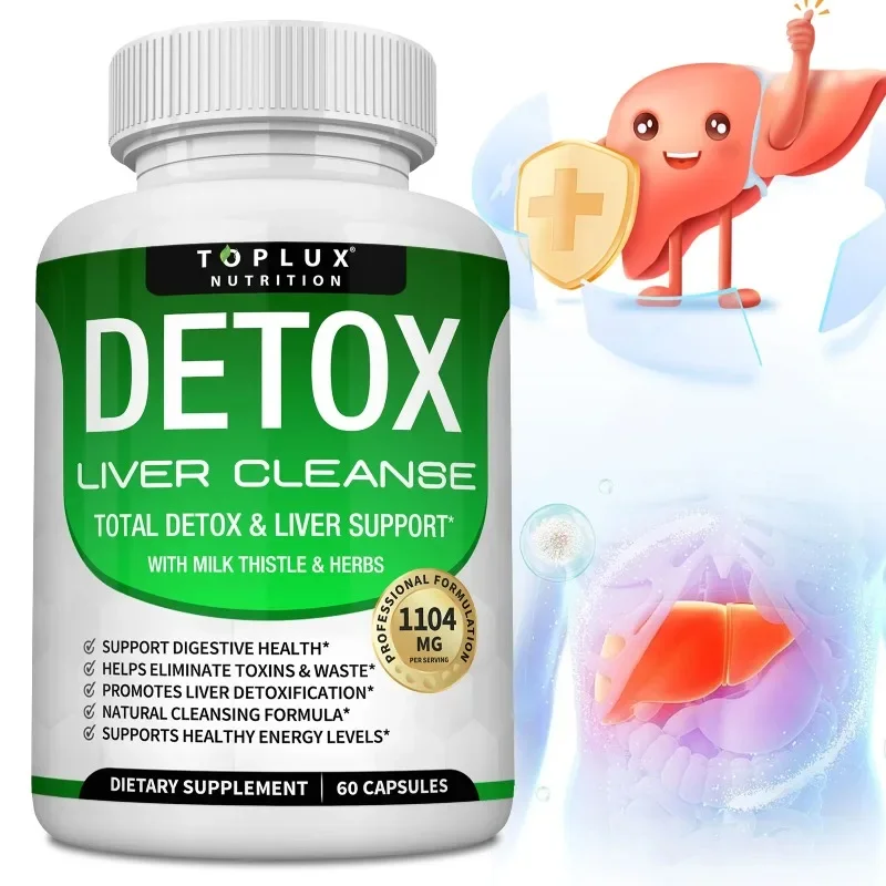

Liver Detox Cleanse - with Milk Thistle - Improves Liver Function, Supports Fat Metabolism, Antioxidant