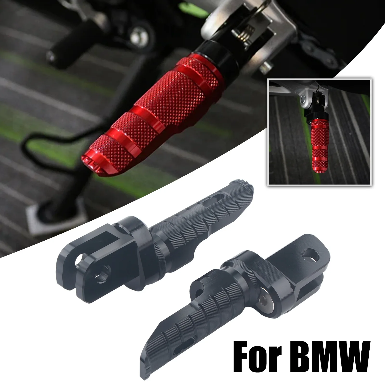 2X Front Footrests Foot Peg Fit For BMW G310R 2017-2024 G310RR 2023-2024 Factory Front Footrest Foot Pegs Pedals Black 2