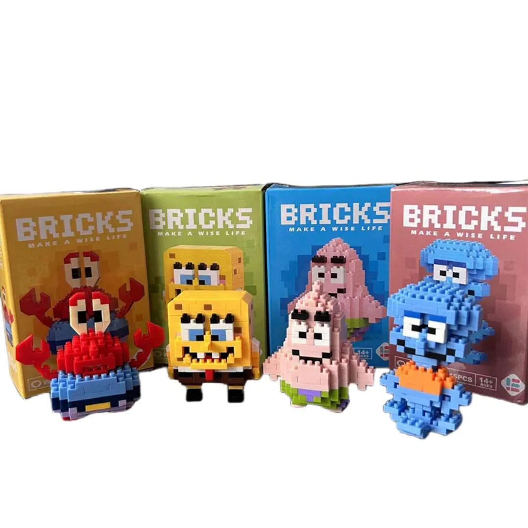 SpongeBob SquarePants Cartoon Building Blocks Anime Figure Patrick Star Squidward Tentacles Mini Action Figure Toy Kids Giftt