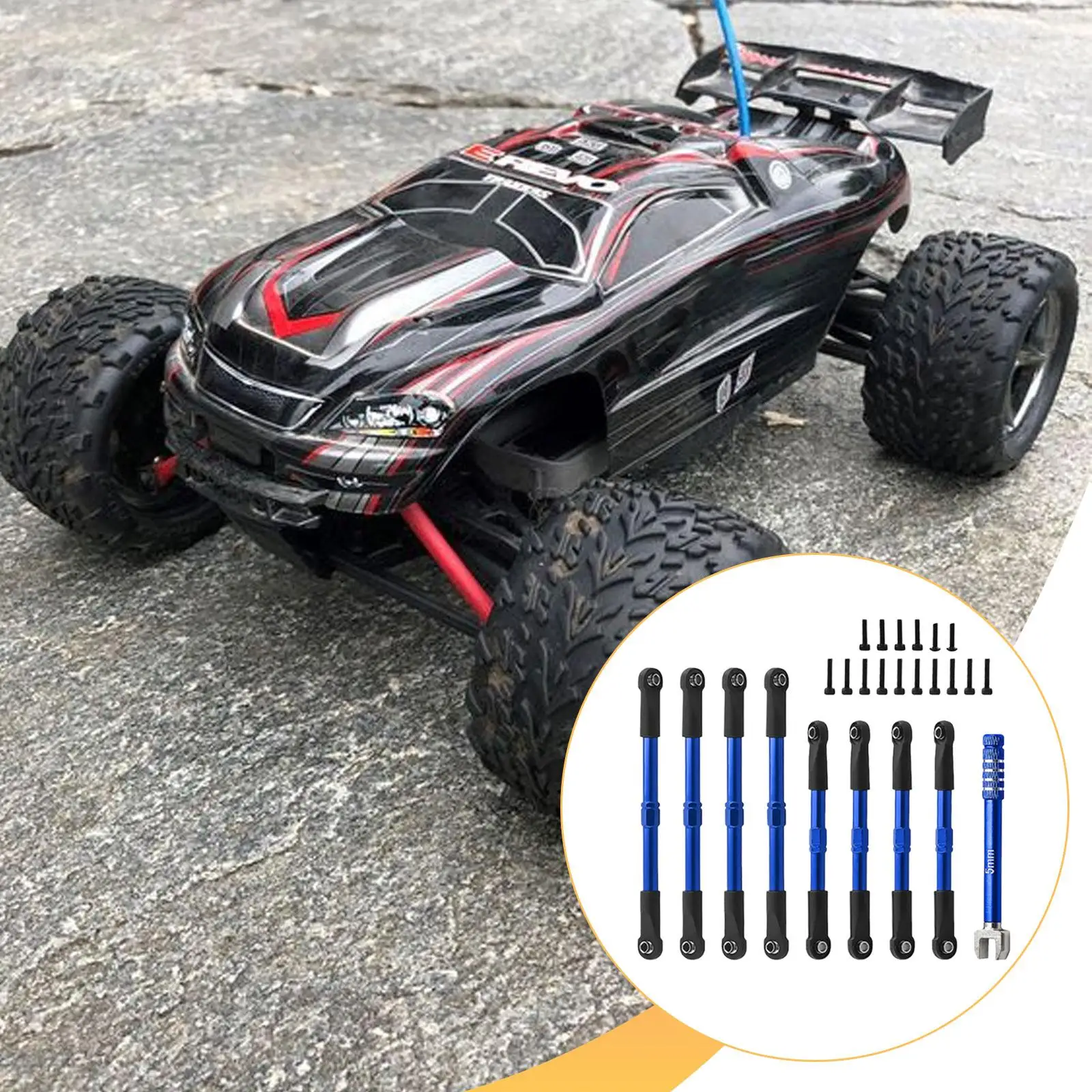 RC Car Metal Steering Toe Links Replacement Rods Premium Durable Accessories for E-revo 71054-1 71076-8 71054-8 72054-5