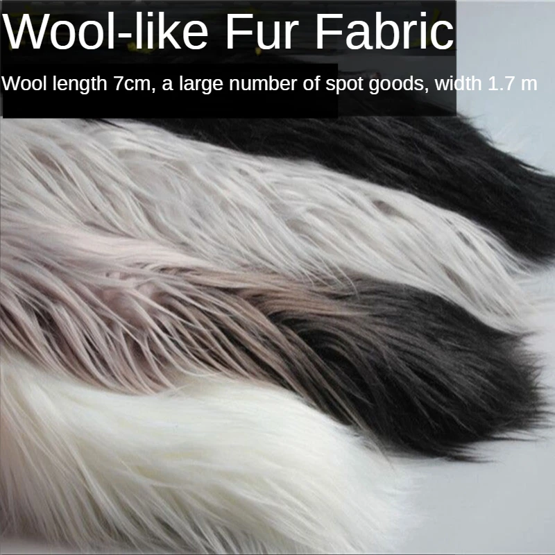 

Fur Fabric By The Meter for Clothing Coats Bags Sewing Thickened Cloth Diy Winter Plush Plain Black White Knitted Lustre Textile