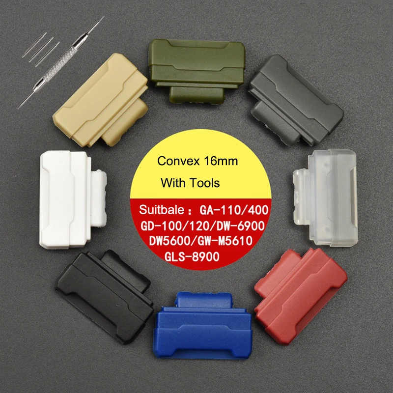 16mm TPU Pin Buckle Watch Band Strap Adapter Connector For Casio g-shock DW-5600 GA110 GA-100/120/150 Belt Clips Parts w tools