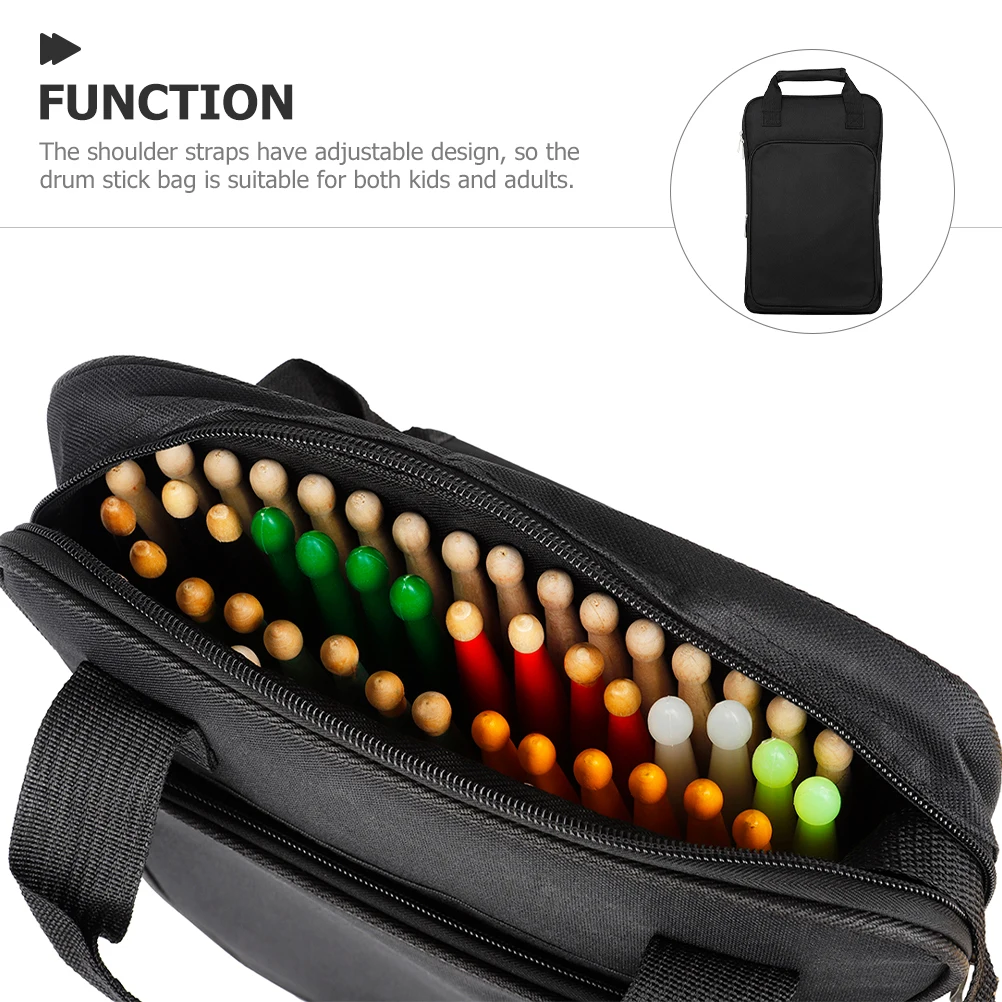 

Drumstick Bag Oxford Cloth Drumstick Mallet Storage Holder Carry Bag for Drum Keys Tapes Phones Adjustable Shoulder Strap