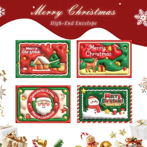 Bilashmart 6/12pcsChristmas Envelope Letter Paper Sticker Set Party retro Santa Claus Snowman Elk Cute Letter Paper Envelope