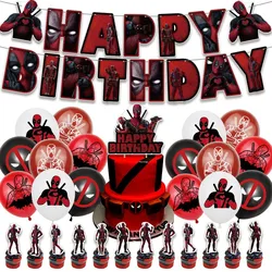 Deadpool Cartoon Anime Theme Marvel Heroes League Flag Insertion Latex Balloon Props Festival Party Decoration Supplies Package