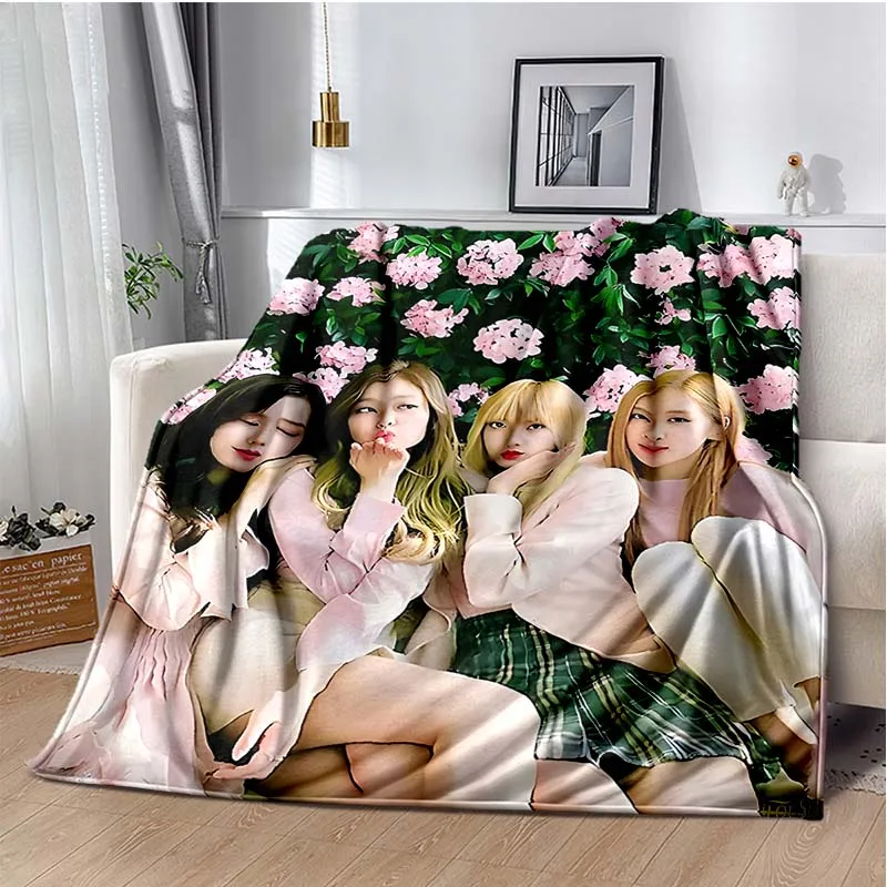 Korean Singer Jump Group JISOO JENNIE ROSÉ LISA Super Soft Blanket,Warm Cozy Blanket for Sofa,Bedroom,Living Room,Travel,Camping