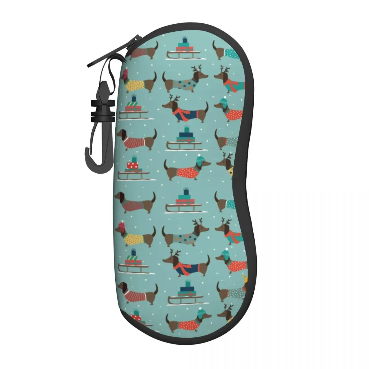 Custom Christmas Dachshund Dog Pattern Glasses Case Stylish Badger Sausage Dog Shell Eyeglasses Case Sunglasses Box