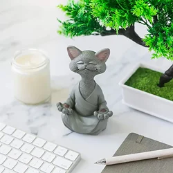 Whimsical Buddha Cat Figurine Meditation Yoga Collectible Happy Cat Decor Home Handicraft Decoration